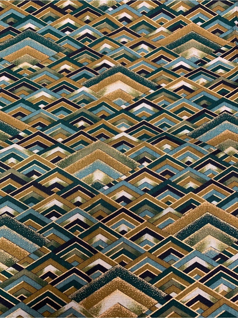 Hi Fashion Fabrics Art Deco Cotton Remnant Quilt Scraps Gold, Green, Black